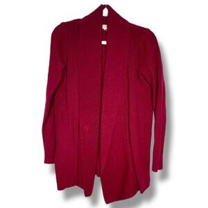Ann Taylor LOFT Maroon Open Knit Draped Open Cardigan Sweater XS